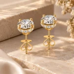 JOYHERS Plated Synthetic Zirconia Stud Earrings – Minimalist Round Hoop Design for Women & Men