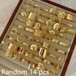 Random 14/15pcs Stacked Rings Set – Personalized Twisted Irregular Metallic Fashion Rings - Image 5