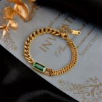 Stainless Steel Synthetic Gem Square Chain Bracelet – Trendy Fashion Jewelry for Women & Men - Image 3