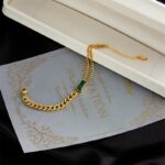 Stainless Steel Synthetic Gem Square Chain Bracelet – Trendy Fashion Jewelry for Women & Men - Image 5