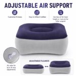 Thickened PVC Air Cushion Footrest, Adjustable Air Support Footstool, Portable Inflatable Foot Pedal for Airplane, Train, Travel, Home & Office