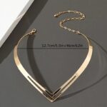 Women's Fashion Necklace – Minimalist Metal Double-Layer V-Shaped Hollow Design - Image 7