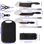 5pcs Black Kitchen Knife Set with Cutting Board - Image 11